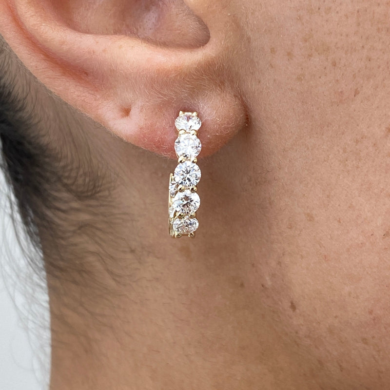 Diamond Hoop Earrings 3.05 ct Yellow Gold