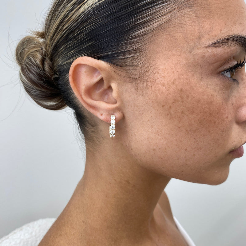 Diamond Hoop Earrings 3 ct Yellow Gold