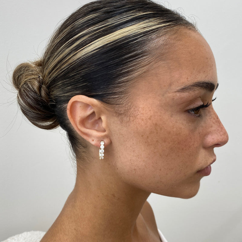 Diamond Hoop Earrings 3 ct Yellow Gold