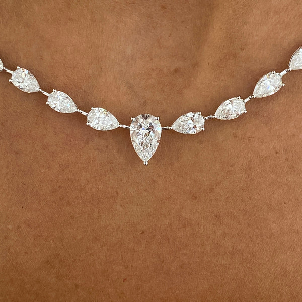 Diamond Tennis Necklace 16.80 ct White Gold
