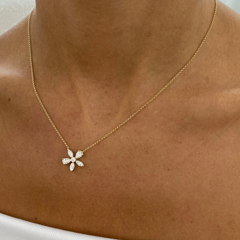 Diamond Pendant Necklace 0.9 ct Yellow Gold