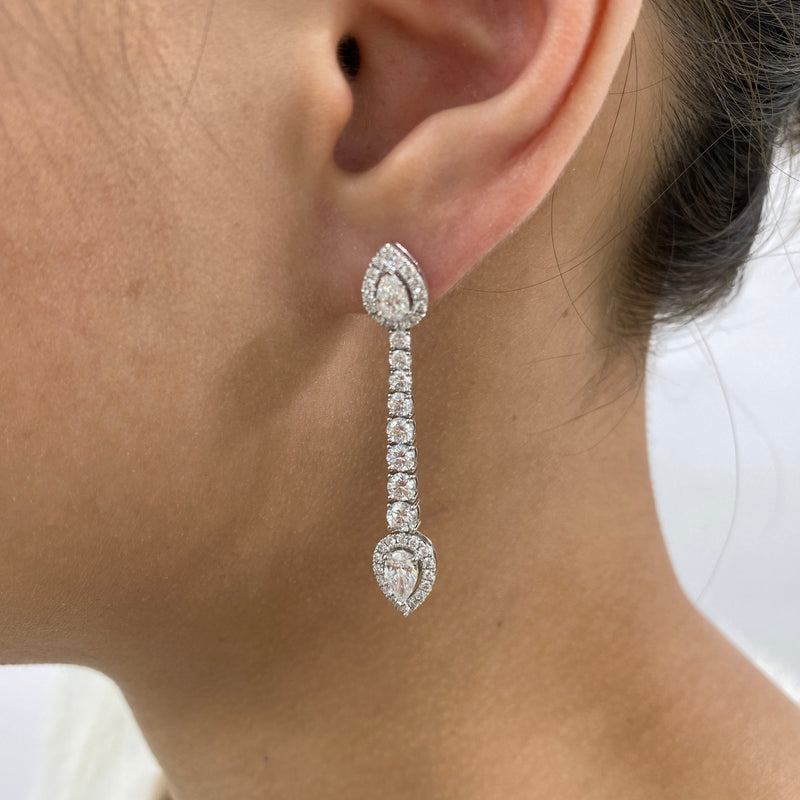Diamond Dangle Earrings 3.6 ct White Gold
