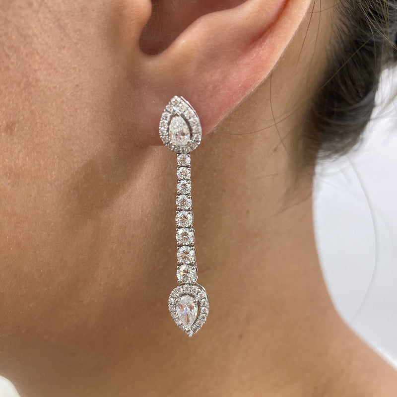 Diamond Dangle Earrings 3.6 ct White Gold