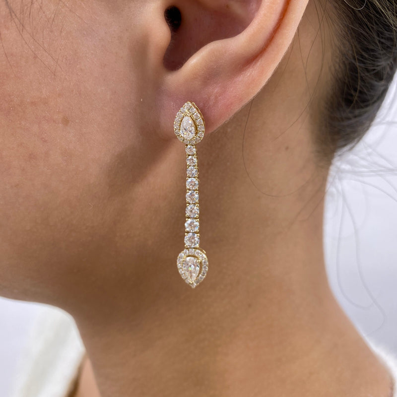 Diamond Dangle Earrings 3.61 ct Yellow Gold
