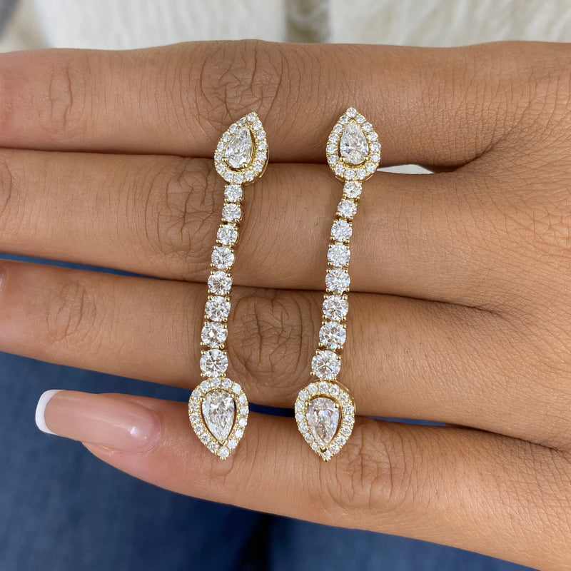 Diamond Dangle Earrings 3.61 ct Yellow Gold