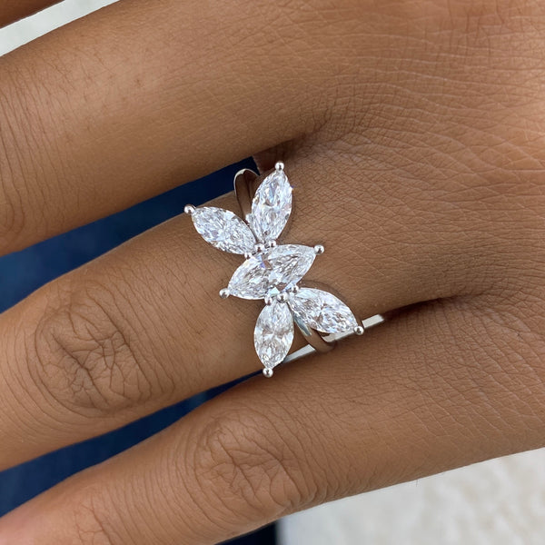 Diamond Cluster Ring 1.80 ct TCW, White Gold 14K