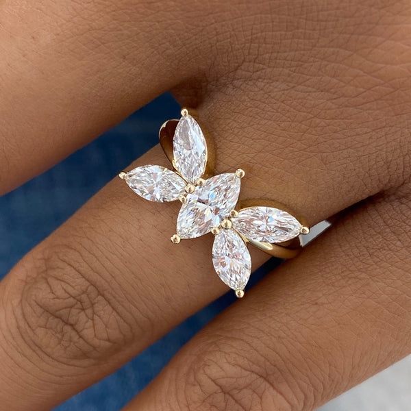 Diamond Cluster Fashion Ring 1.75 ct TCW, Yellow Gold 14K