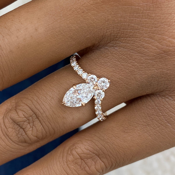 Diamond Cluster Fashion Ring 1.45 ct TCW, Rose Gold 14K