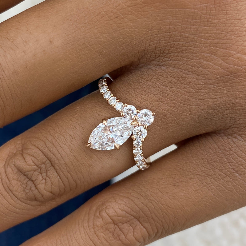 Diamond Cluster Fashion Ring 1.45 ct TCW, Rose Gold 14K
