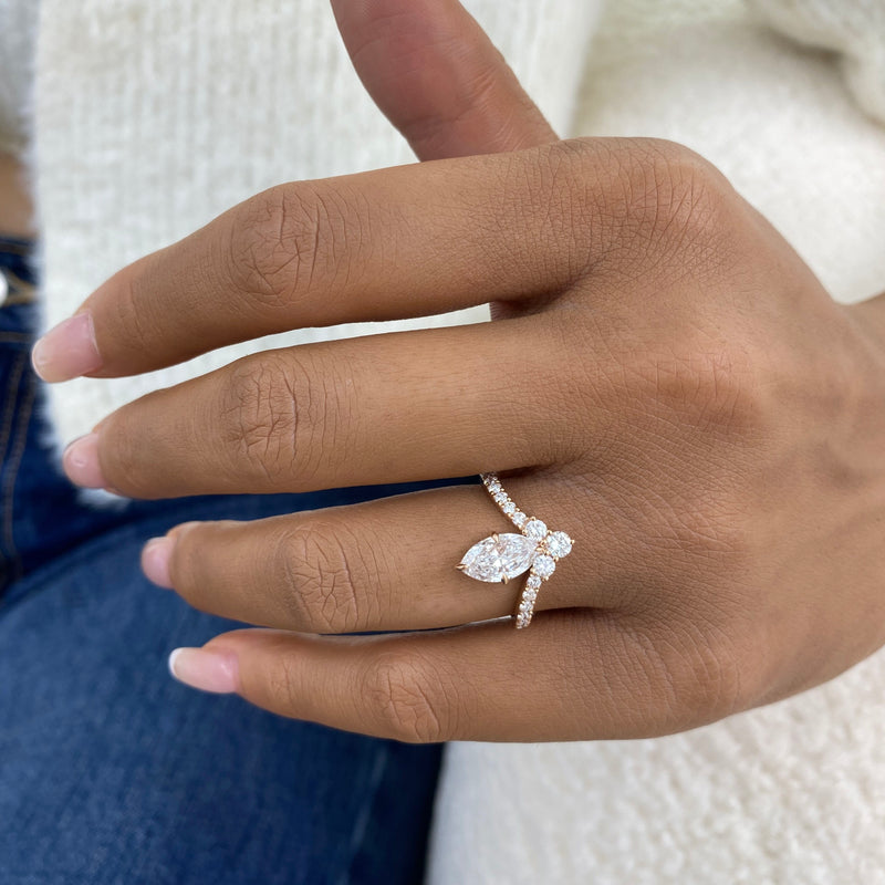 Diamond Cluster Fashion Ring 1.45 ct TCW, Rose Gold 14K