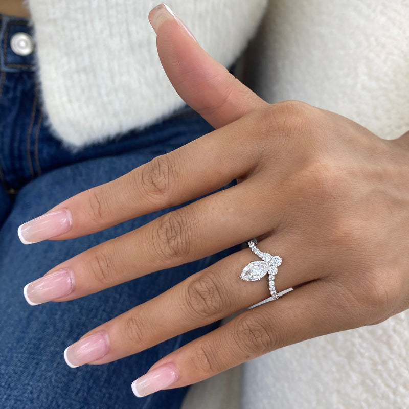 Diamond Cluster Ring 1.45 ct TCW, White Gold 14K