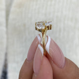 Diamond 3-Stone Cluster Fashion Ring 1.30 ct TCW, Yellow Gold 14K