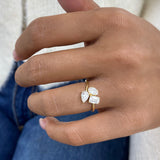 Diamond 3-Stone Cluster Fashion Ring 1.30 ct TCW, Yellow Gold 14K