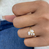 Diamond 3-Stone Cluster Fashion Ring 1.30 ct TCW, Yellow Gold 14K