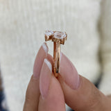 Diamond 3-Stone Cluster Fashion Ring 1.20 ct TCW, Rose Gold 14K