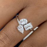 Diamond 3-Stone Cluster Ring 1.25 ct TCW, White Gold 14K