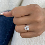 Diamond 3-Stone Cluster Ring 1.25 ct TCW, White Gold 14K