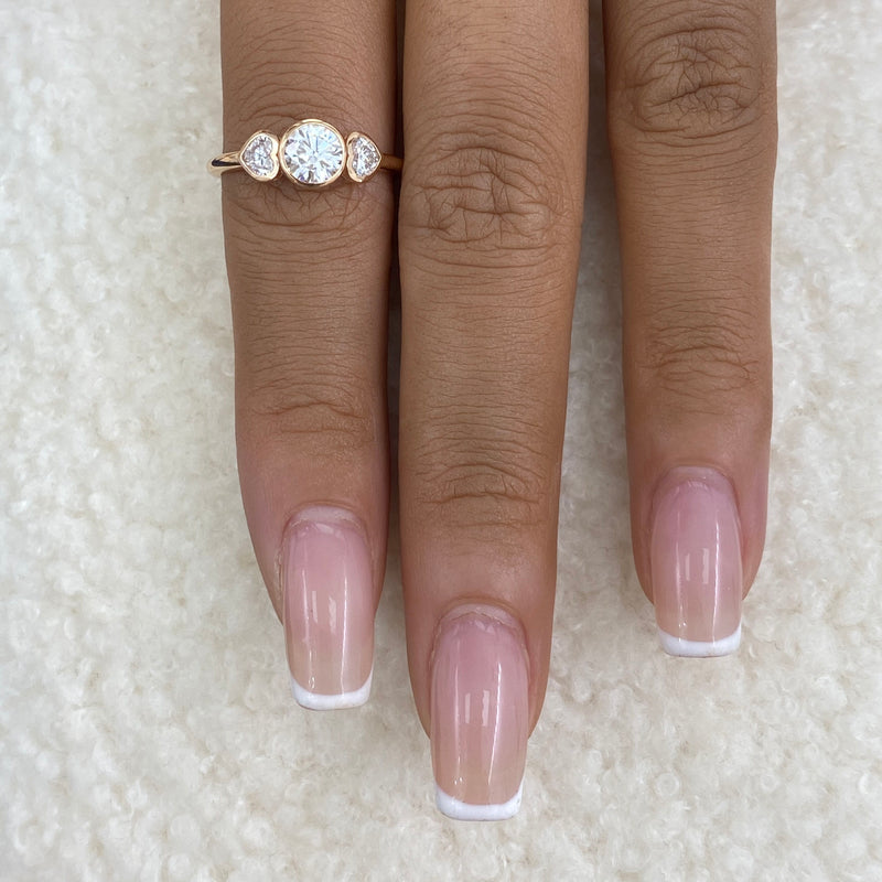 Diamond 3-stone Bezel Fashion Ring 0.95 ct TCW, Rose Gold 14K