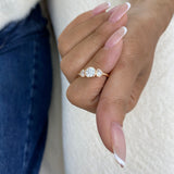 Diamond 3-stone Bezel Fashion Ring 0.95 ct TCW, Rose Gold 14K