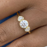 Diamond 3-stone Bezel Fashion Ring 0.95 ct TCW, Yellow Gold 14K