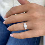 Diamond 3-stone Bezel Ring 1 ct TCW, White Gold 14K