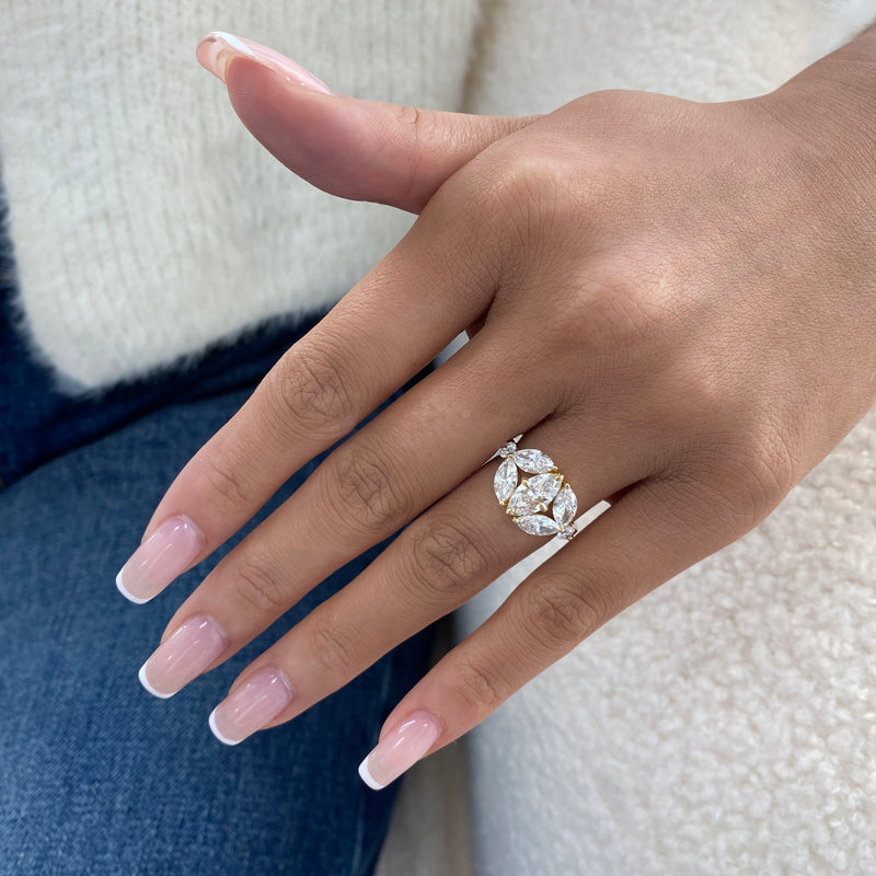 Diamond Cluster Fashion Ring 2.80 ct TCW, Yellow Gold 14K