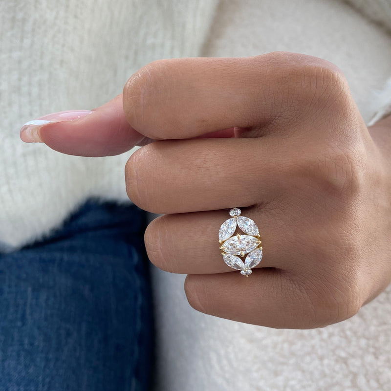 Diamond Cluster Fashion Ring 2.80 ct TCW, Yellow Gold 14K