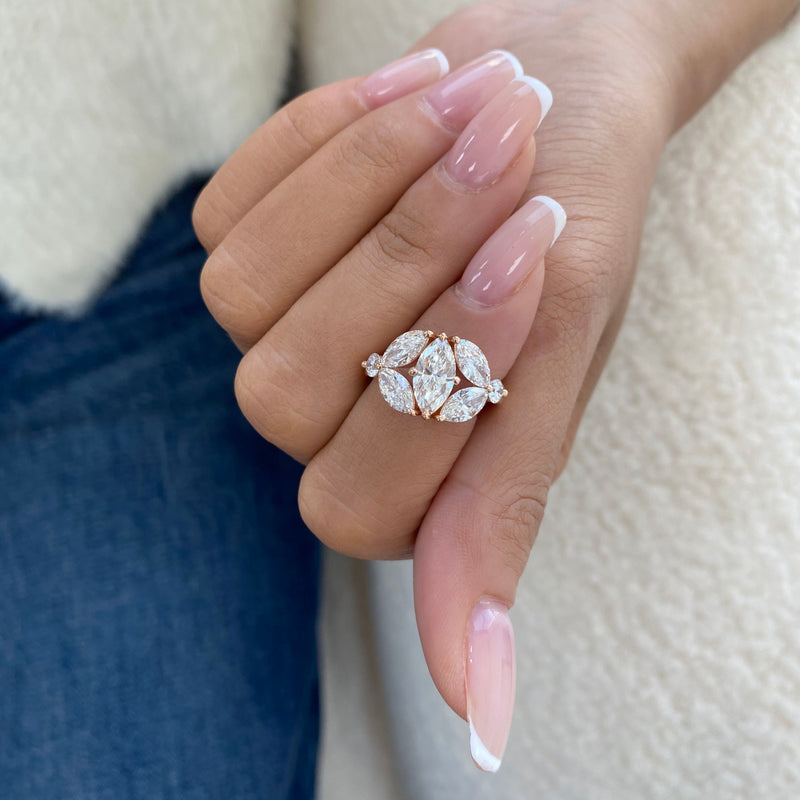 Diamond Cluster Fashion Ring 2.80 ct TCW, Rose Gold 14K