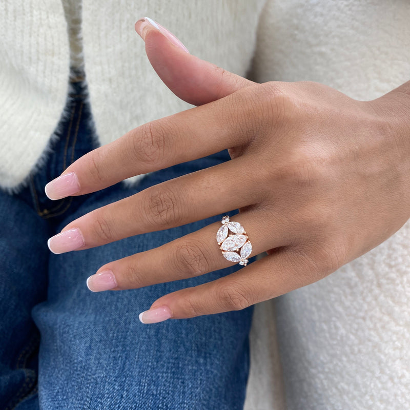 Diamond Cluster Fashion Ring 2.80 ct TCW, Rose Gold 14K