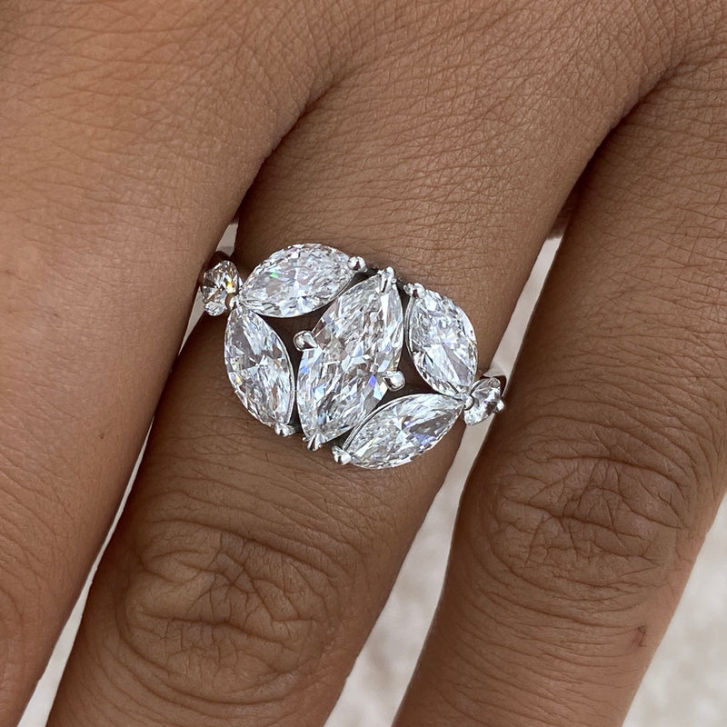 Diamond Cluster Ring 2.75 ct TCW, White Gold 14K