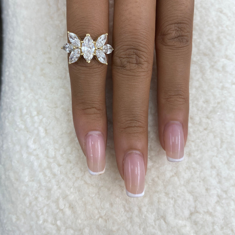 Diamond Cluster Fashion Ring 3.25 ct TCW, Yellow Gold 14K