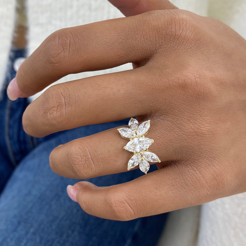 Diamond Cluster Fashion Ring 3.25 ct TCW, Yellow Gold 14K