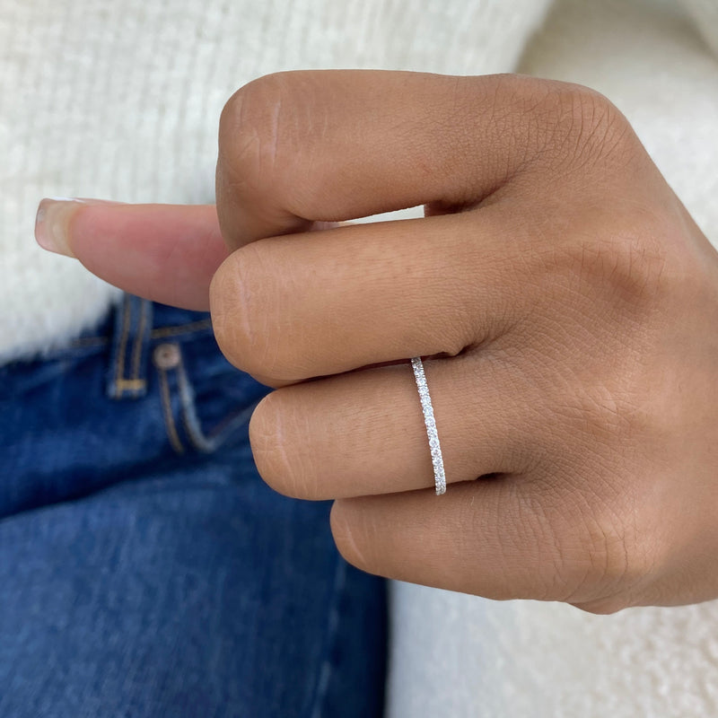 Diamond Half Eternity Ring 0.20 ct TCW, White Gold 14K