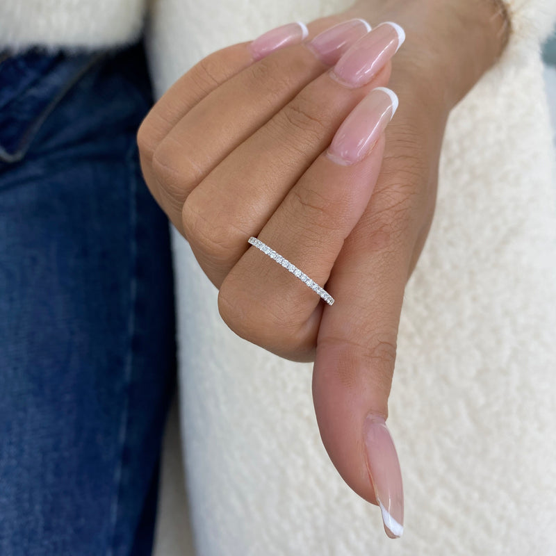 Diamond Half Eternity Ring 0.20 ct TCW, White Gold 14K