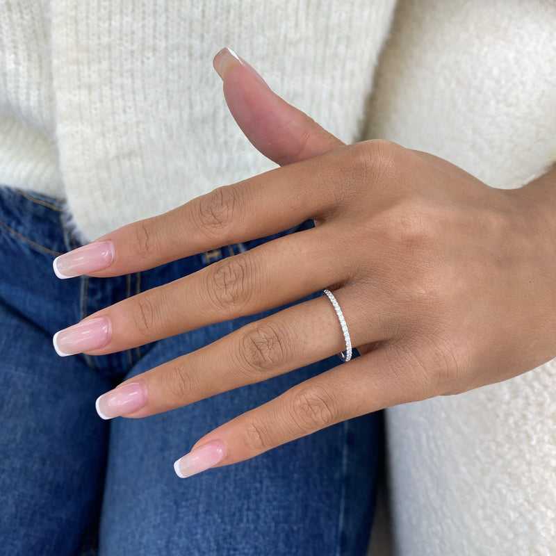 Diamond Half Eternity Ring 0.20 ct TCW, White Gold 14K