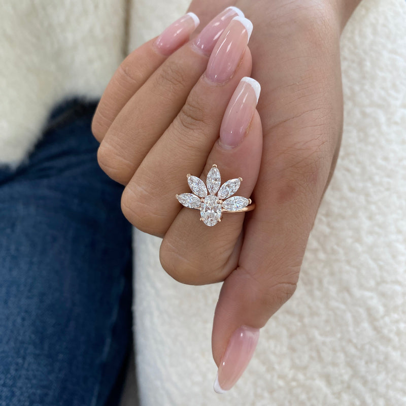 Diamond Cluster Fashion Ring 2.40 ct TCW, Rose Gold 14K