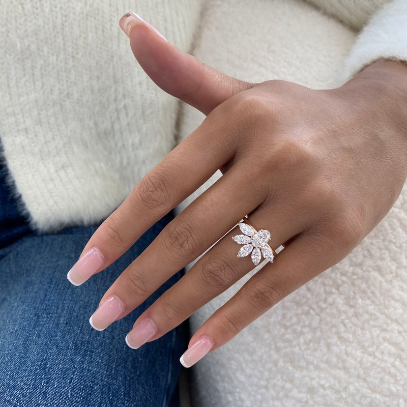 Diamond Cluster Fashion Ring 2.40 ct TCW, Rose Gold 14K