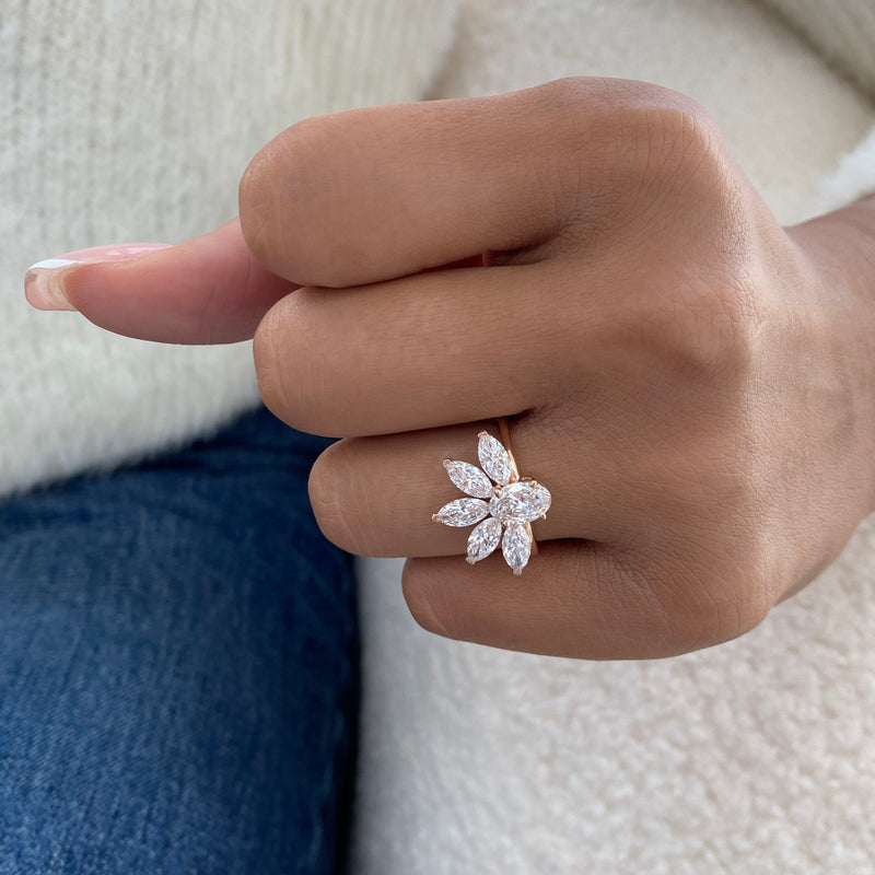 Diamond Cluster Fashion Ring 2.40 ct TCW, Rose Gold 14K