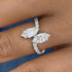 Diamond 2-Stone Ring 1.80 ct TCW, White Gold 14K