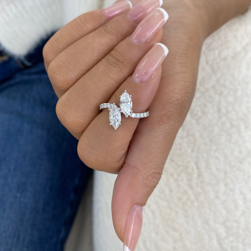 Diamond 2-Stone Ring 1.80 ct TCW, White Gold 14K