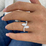 Diamond 2-Stone Ring 1.80 ct TCW, White Gold 14K