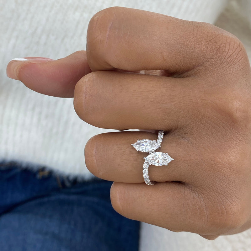 Diamond 2-Stone Ring 1.80 ct TCW, White Gold 14K