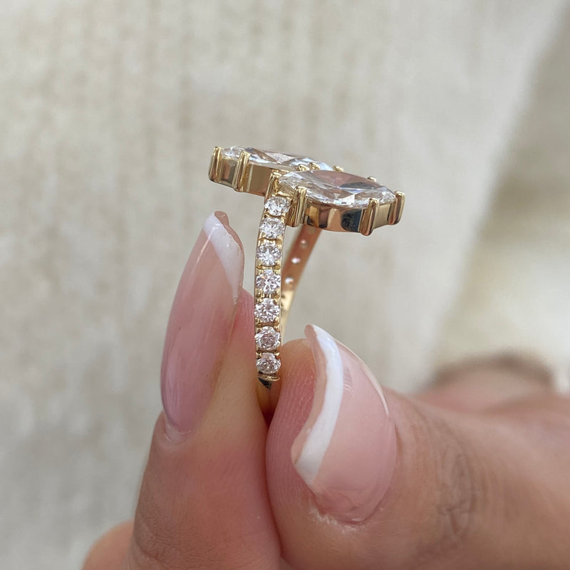 Diamond 2-Stone Ring 1.85 ct TCW, Yellow Gold 14K