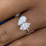 Diamond 2-Stone Ring 1.30 ct TCW, White Gold 14K