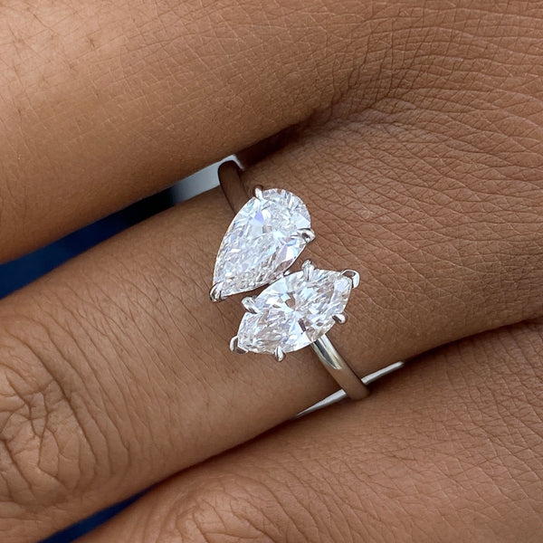 Diamond 2-Stone Ring 1.30 ct TCW, White Gold 14K