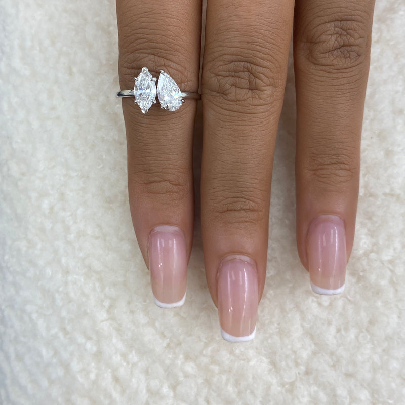 Diamond 2-Stone Ring 1.30 ct TCW, White Gold 14K