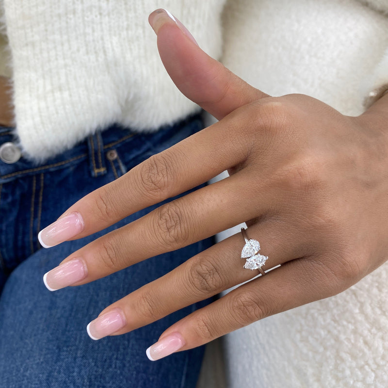 Diamond 2-Stone Ring 1.30 ct TCW, White Gold 14K