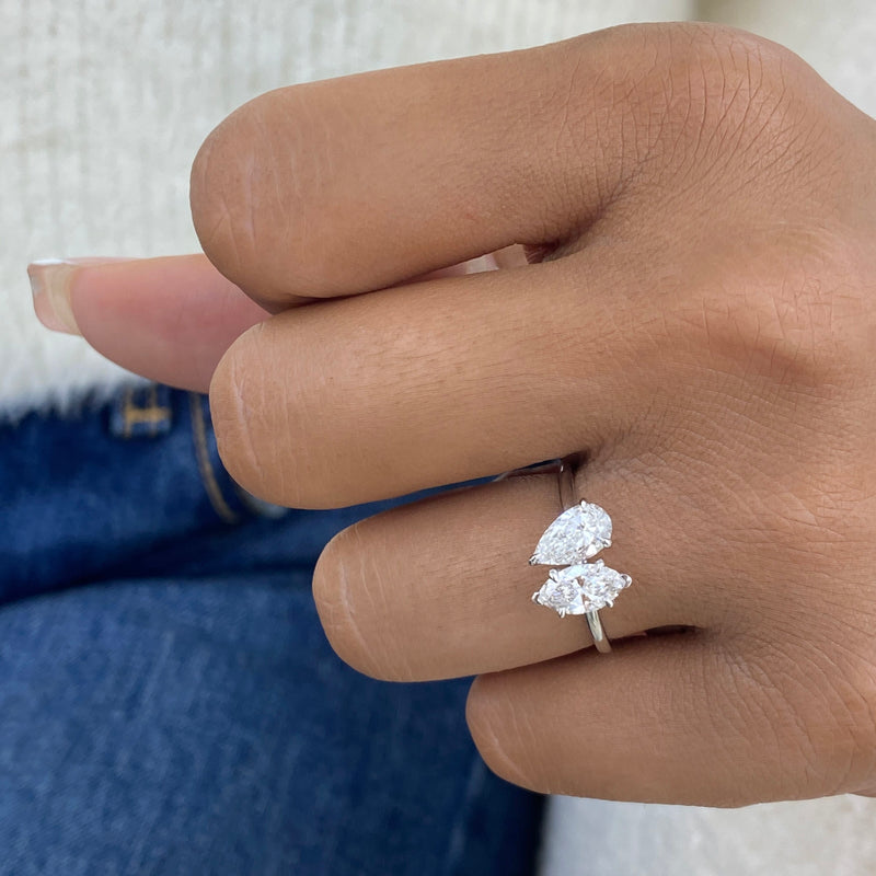 Diamond 2-Stone Ring 1.30 ct TCW, White Gold 14K