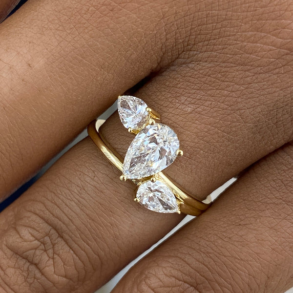 Diamond 3-Stone Fashion Ring 1.55 ct TCW, Yellow Gold 14K