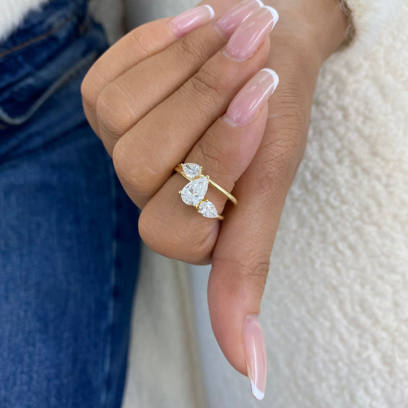 Diamond 3-Stone Fashion Ring 1.55 ct TCW, Yellow Gold 14K